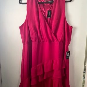 Ruffle Wrap Fit And Flare Dress